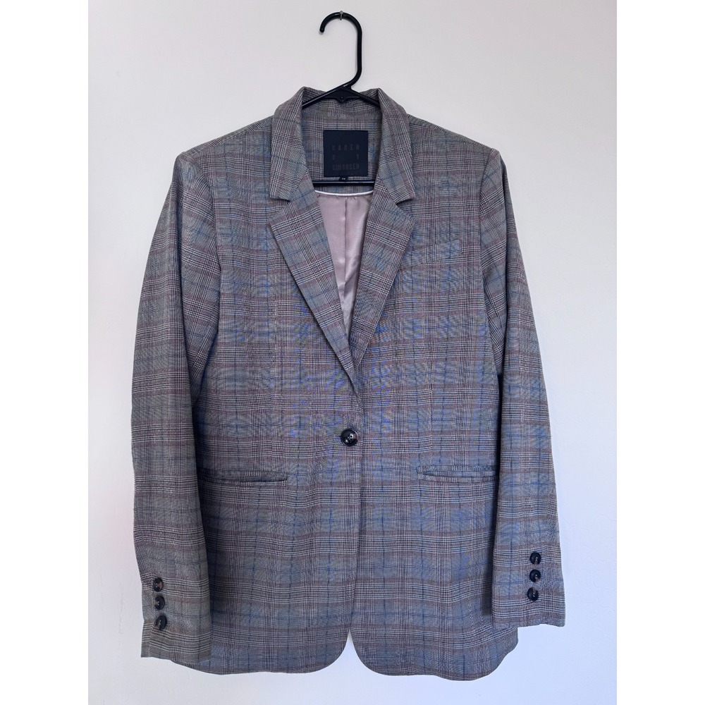 Karen by Simonsen Womens Emoji Blazer US Sz 0/2 Plaid Office Casual Dress Jacket